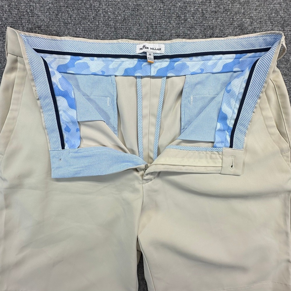 Peter Millar Men's Performance Shorts Khaki Size 35 Golf Casual Summer Wear - Picture 2 of 10